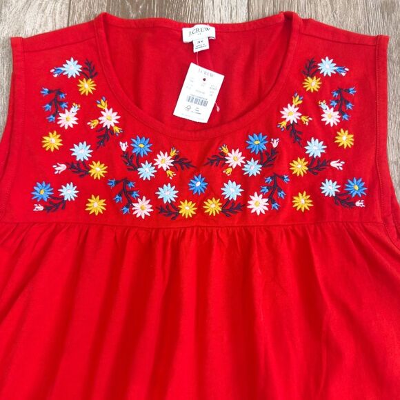 NWT J. Crew Floral Embroidered Yoke Cotton Tee Plus Size 3X Style AO920 - Picture 2 of 8